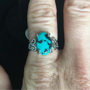 Earthy Blue and Black Stone Fashion Ring